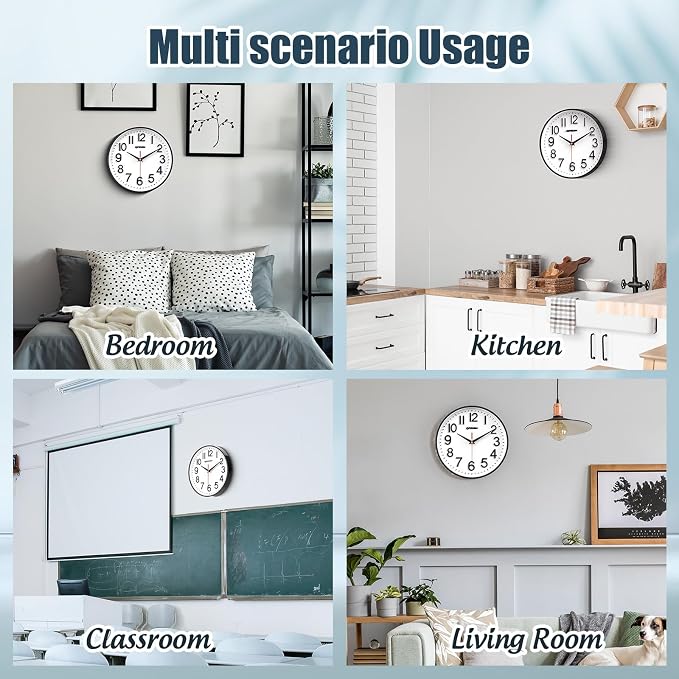 QPEUIM Wall Clock Wall Clocks Silent Non-Ticking Battery Operated Large Easy to - Image 6