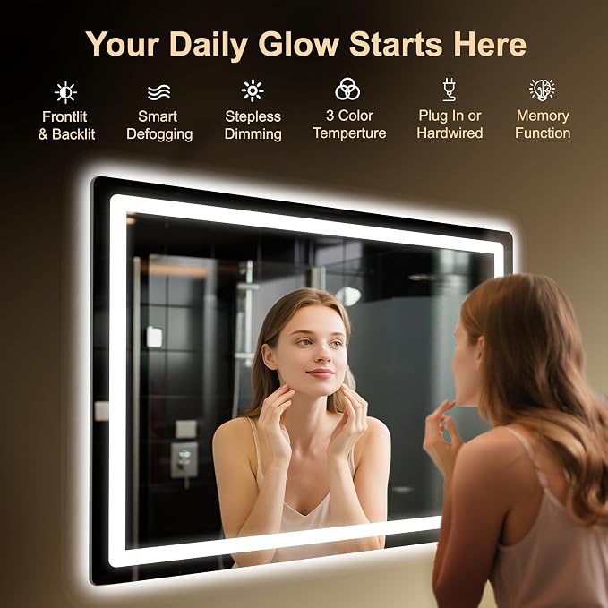 LED Bathroom Mirror, Smart Anti-Fog, Stepless Dimmable - Image 2
