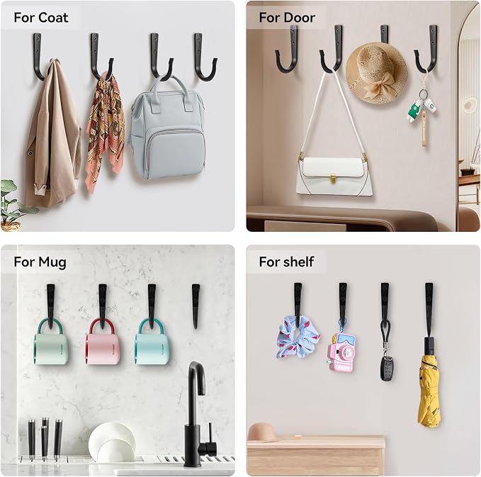 10Pcs Large Size Heavy Duty Wall Hooks, Coat Hooks, Wall Hooks - Image 5