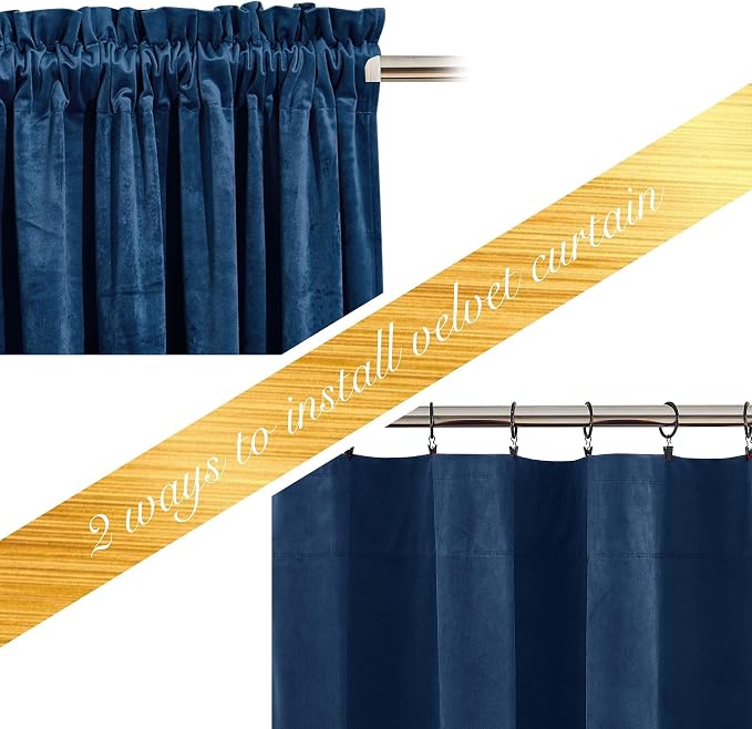 NICETOWN Navy Blue Velvet Curtains 84 inches - Image 4