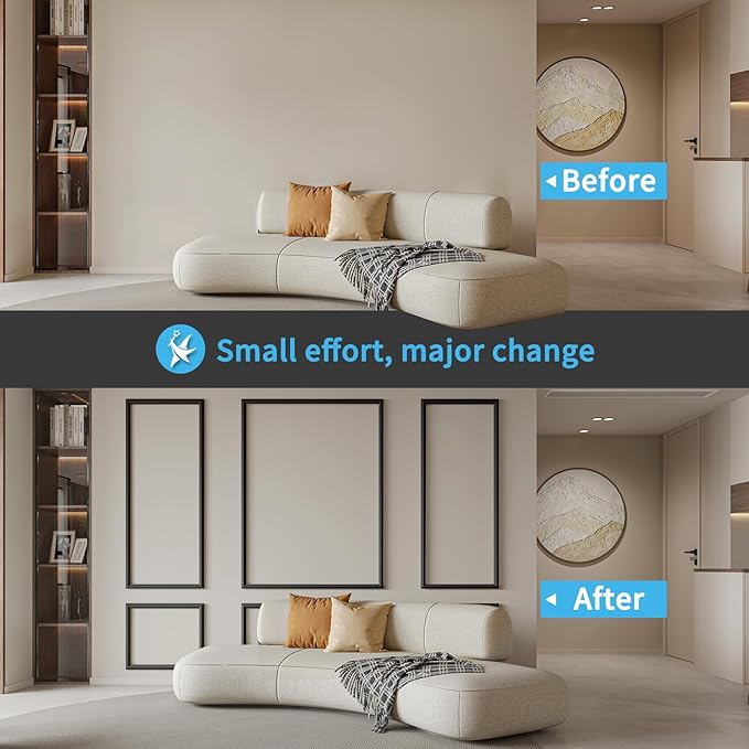 Art3d Pre-Cut Wall Molding Set of 6 pcs, Ready-to-Assemble Wainscoting Panels - Image 2
