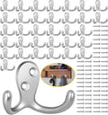 Homanu 34 Pack Coat Hooks, Heavy Duty Double Prong Coat Hooks Wall Mounted by Homanu