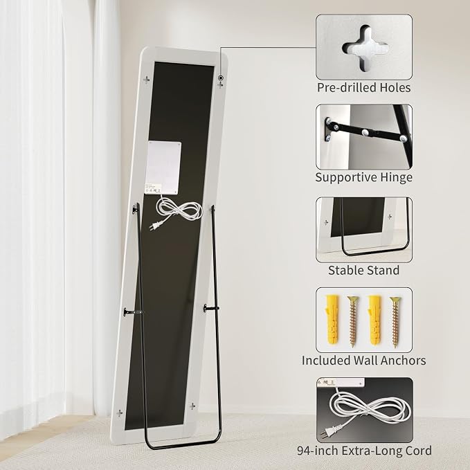 Koonmi Full Length Mirror with LED Lights, Big Mirror - Image 7