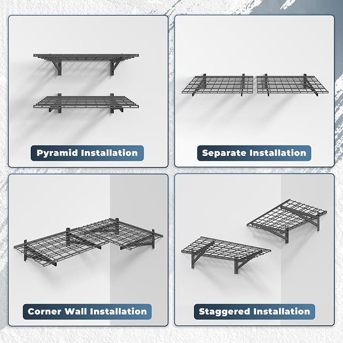 Jusgym 2 Pack Heavy Duty Garage Wall Shelving Set, Wall Mounted Garage Shelves - Image 9