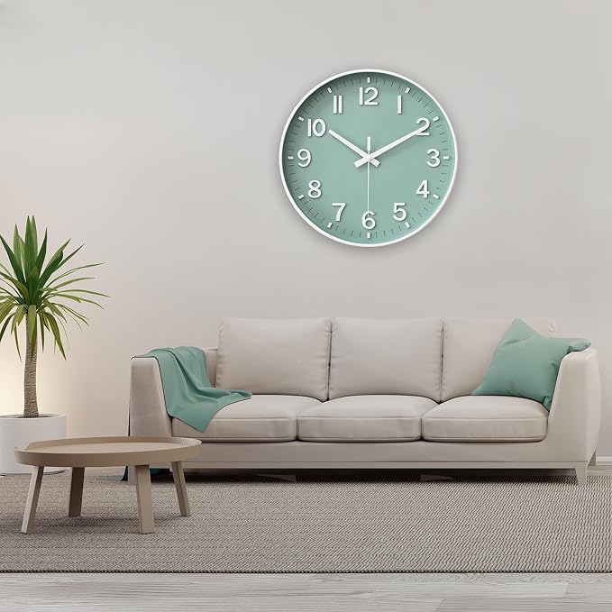 HZDHCLH Wall Clocks Battery Operated, Wall Clock Green, 10 inch Wall Clock - Image 9
