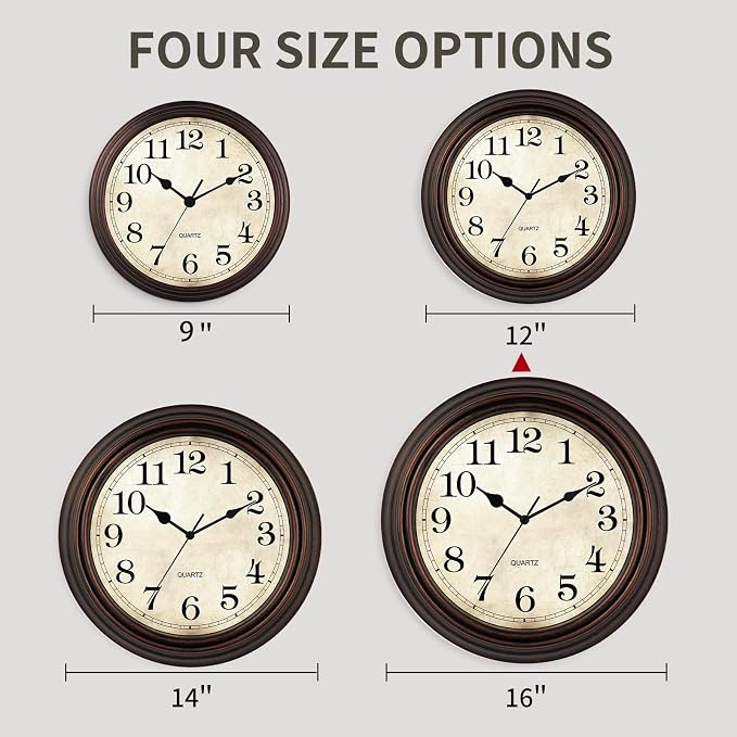 Wall Clock, 12 Inch Silent Non Ticking Battery Operated Clocks, Decorative - Image 2