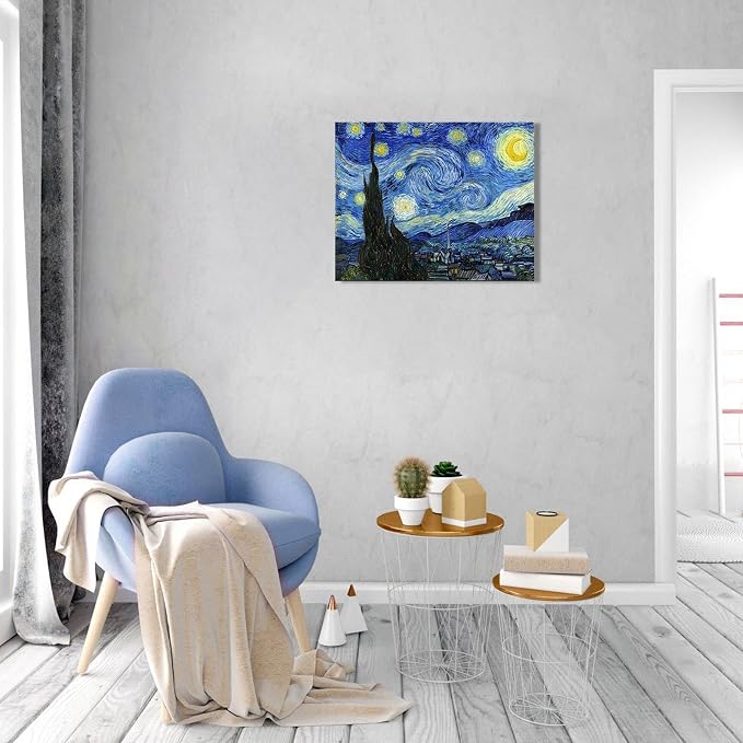 Van Gogh Canvas Wall Art: Starry Night Landscape Painting Picture Reproduction - Image 5