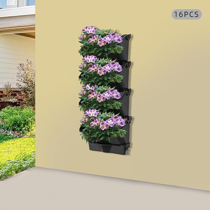 Vertical Wall Planter with 16 Pots, Hanging Garden Plant Flowerpot Holder - Image 3