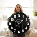 EMAX HOME Large Old Town Farmhouse Black Wall Clock 30 Inch Rustic Antique Wood by EMAXHOME