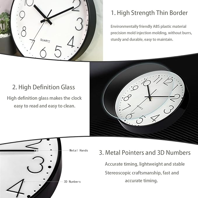 JUSTUP 8in Non-Ticking Wall Clock, Silent Battery Operated Wall Clock - Image 5