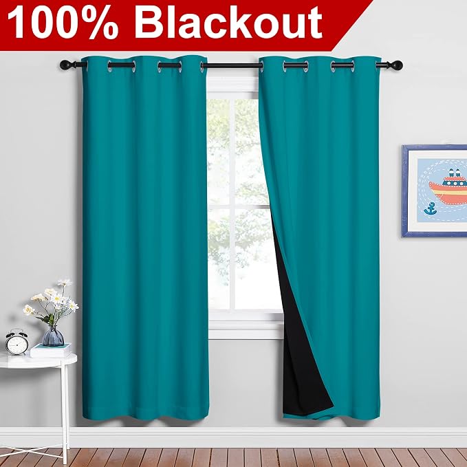 NICETOWN 100% Blackout Window Curtain Panels, Full Light Blocking Drapes - Image 2