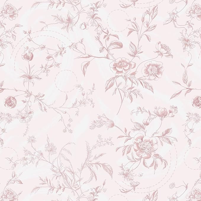 Ismoon Floral Wallpaper Peel and Stick Pink Stick on Wall Paper Vintage French by Ismoon