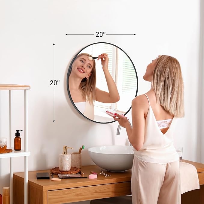 NEWBULIG 20 Inch Round Wall Mirror, Bathroom Mirror - Image 2