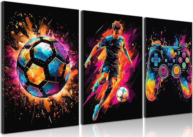 BGFCE Gaming Canvas Wall Art Decor, Paintings Art Game Controller Color Splash by BGFCEWallArt