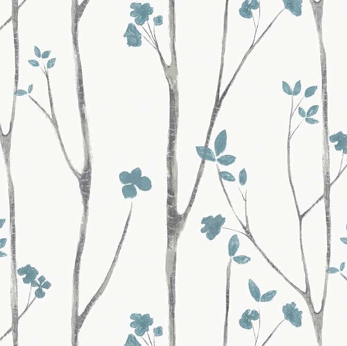 Timeet 16."x393.7"Blue Wallpaper Peel and Stick Wallpaper Leaf Wallpaper Floral by Timeet