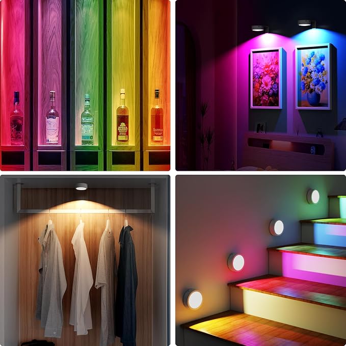 3 Pack Picture Lights for Wall, 13 RGB Color Rechargeable Battery Operated wall - Image 7