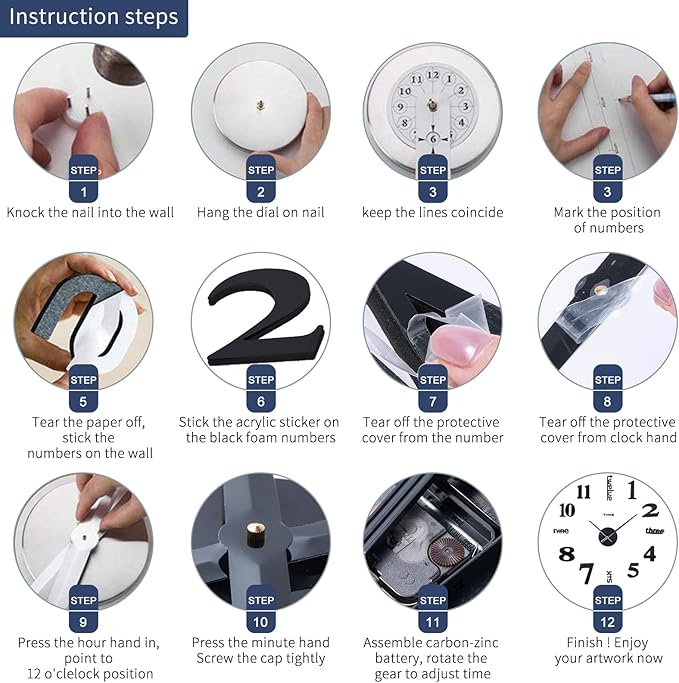 AILILIFE 20-28 Inch DIY Wall Clock 3D Frameless Silent Non-Ticking, Modern - Image 7