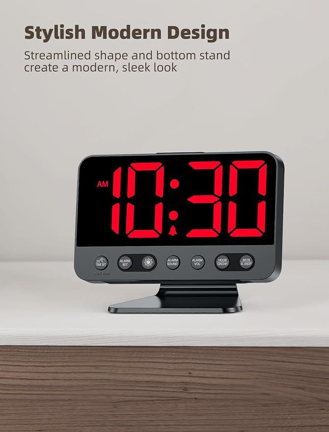 Odokee Digital Alarm Clocks for Bedrooms: Large Bold Number 5 Brightness Dimmer - Image 7