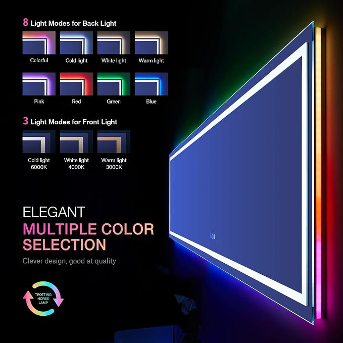 LOAAO 84X32 Inch RGB LED Bathroom Mirror - Image 3