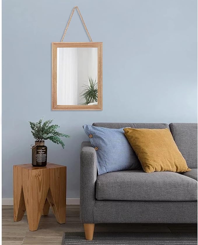 AAZZKANG Rustic Mirrors for Wall Rectangle Wooden Frame Hanging Mirror for - Image 7