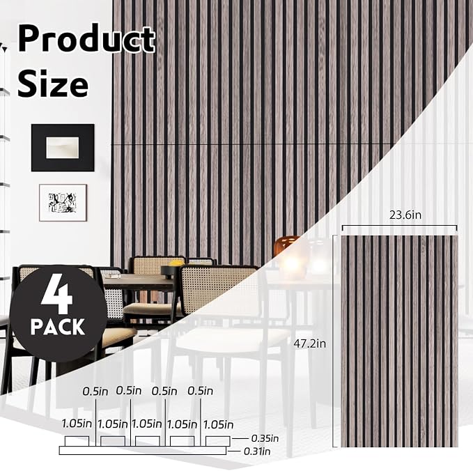 4 Pack Wood Panels for Wall, 47.2"×23.6" Wood Slat Acoustic Panels for Wall - Image 2