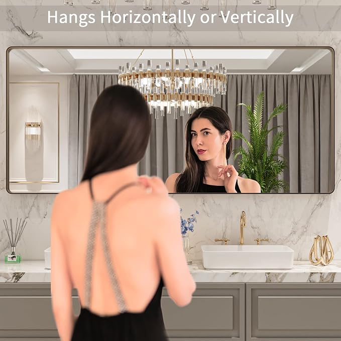 LOAAO 72”X32” Bronze Bathroom Mirrors - Image 2