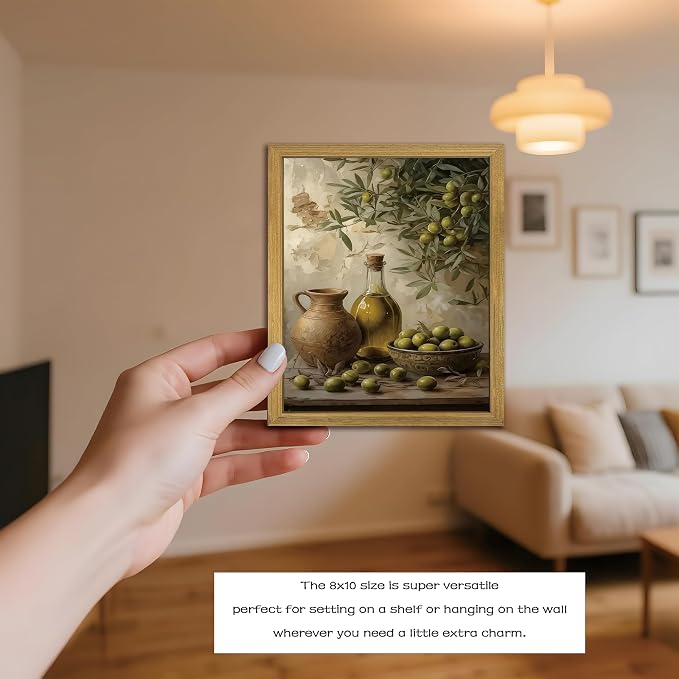 Wood Framed Olive Kitchen Wall Art, Vintage Rustic Still Life Canvas Print - Image 6
