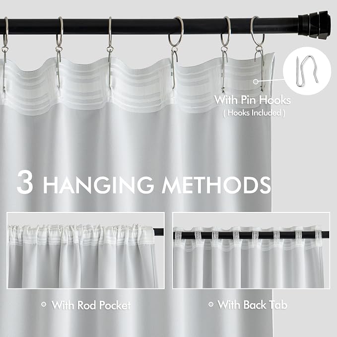 MIULEE Back Tab Light Blocking Curtains 120 Inch Long 2 Panels Set - Image 3