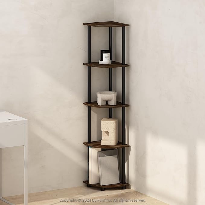 Furinno Turn-N-Tube Storage Shelves, 5-Tier Book Shelf, Corner Shelf, Toolless by Furinno-FitsYourSpaceFitsYourBudget
