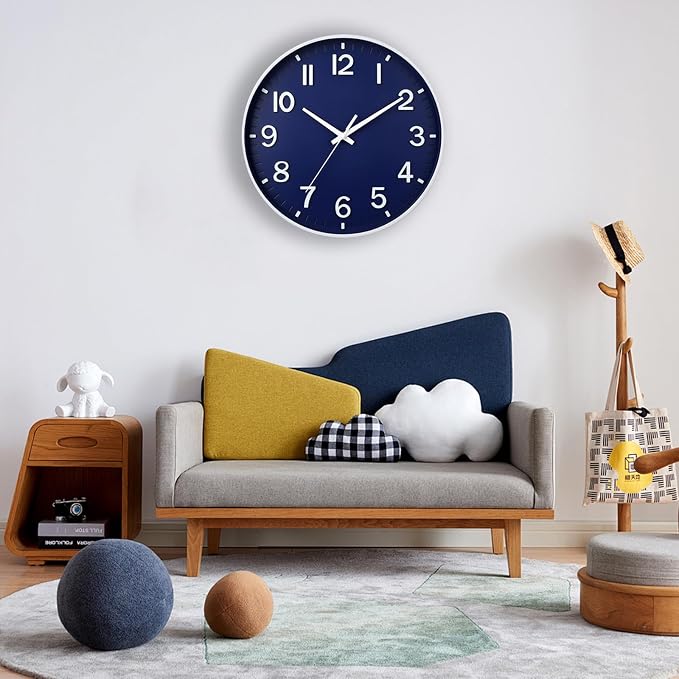 HZDHCLH Navy Blue Wall Clocks Battery Operated, 12 inch Silent Non Ticking - Image 4