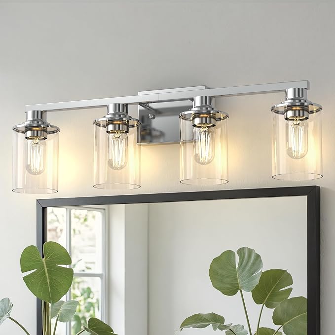 DORESshop 4-Light Vanity Light Fixtures, Chrome Bathroom Light Fixtures Over by DORESshop