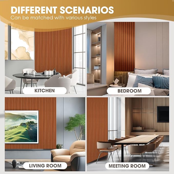 OUZUGIE WPC Acoustic Slat Wall Paneling, Living Room, TV Background, Study Room - Image 7