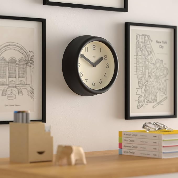JONES CLOCKS® Fuze wall Clock | Small Round Clock | Black | Playful Modern - Image 4