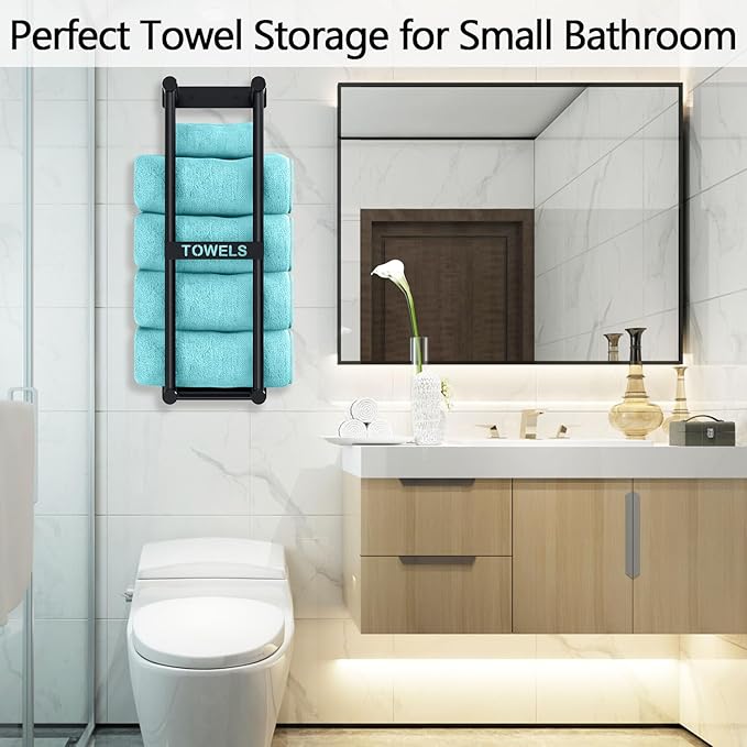 STWWO Towel Racks for Bathroom Wall Mounted, 22inch Wall Towel Rack for Rolled - Image 2