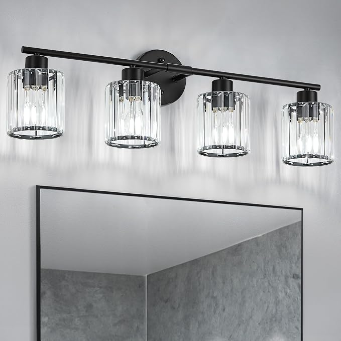 Crystal Bathroom Light Fixtures, Bathroom Lighting Fixtures Over Mirror by Kvhiiw