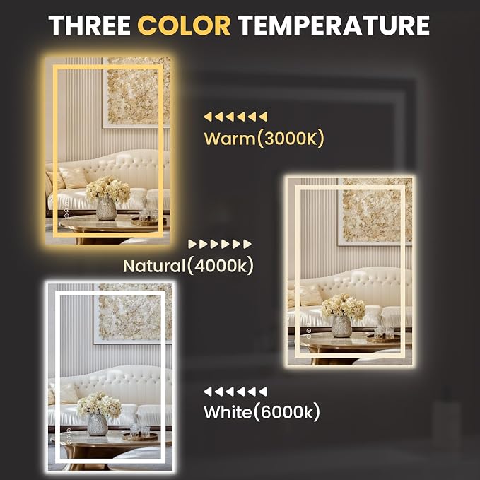 LOAAO 20"x30" LED Mirror for Bathroom, Lighted Bathroom Mirror - Image 5