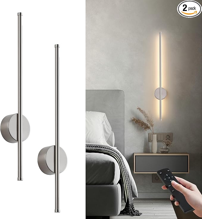 Battery Operated Modern Wall Sconces, Dimmable Wireless Wall Light Set of Two by KARTOOSH