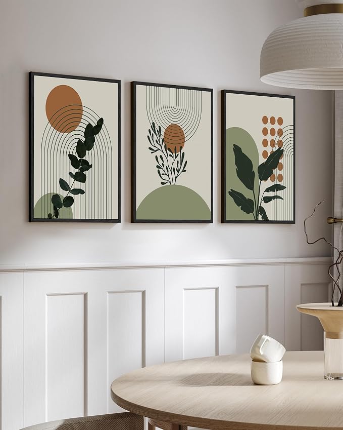 PHOPAGO Boho Plant Wall Art Green Botanical Bohemain Framed Wall Printing - Image 4