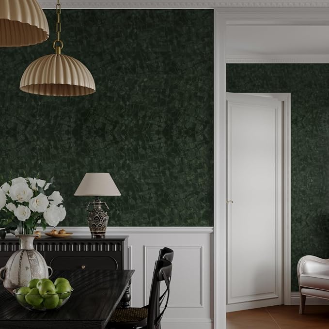 Abyssaly Dark Green Peel and Stick Wallpaper - Image 4