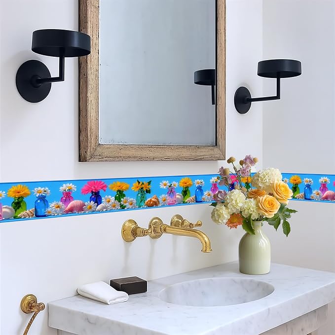 Wildflower Vase Wallpaper Border 196x4 Inch Removable Wall Border Peel and - Image 5