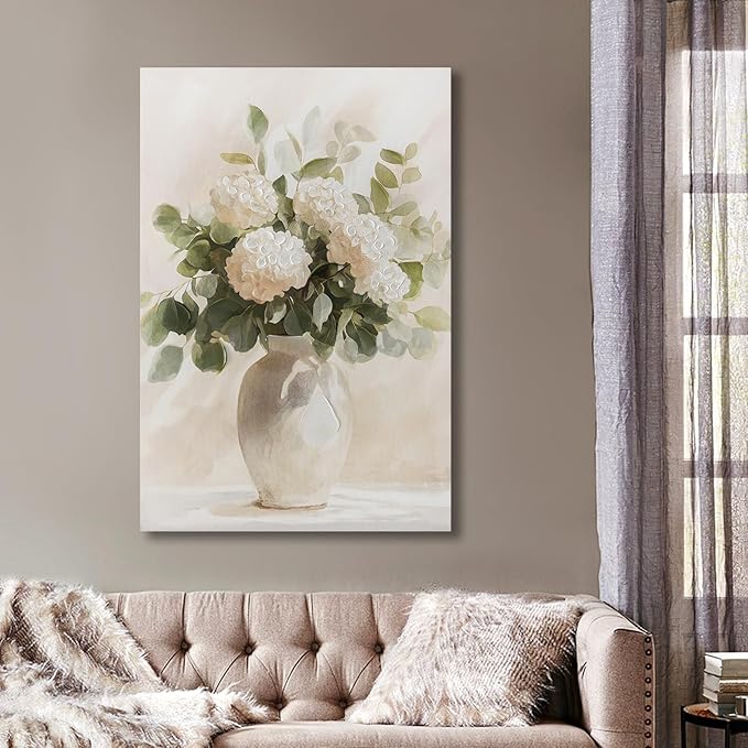 Hand painted Rustic Farmhouse Flower Canvas Wall Art, Soothing Calming Nature by JolyWell