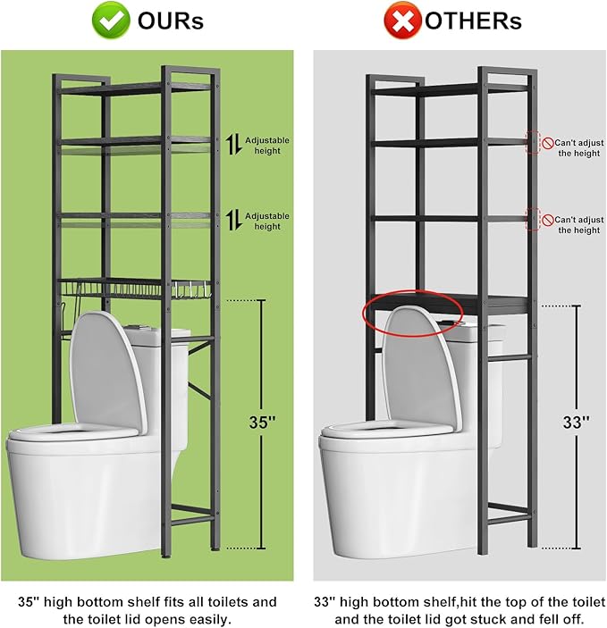 Kalrin Over-The-Toilet Storage Rack, 4-Tier Bathroom Organizer Shelf Over Toilet - Image 2
