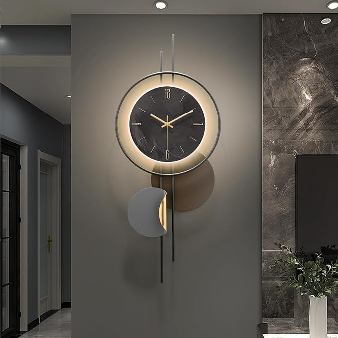 Modern Wall Clock for Living Room, Large Black Decorative Wall Clock, Creative - Image 9