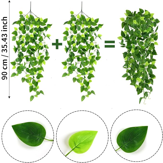 CEWOR 4pcs Artificial Hanging Plants 2.9ft Fake Ivy Vine Fake Ivy Leaves - Image 2