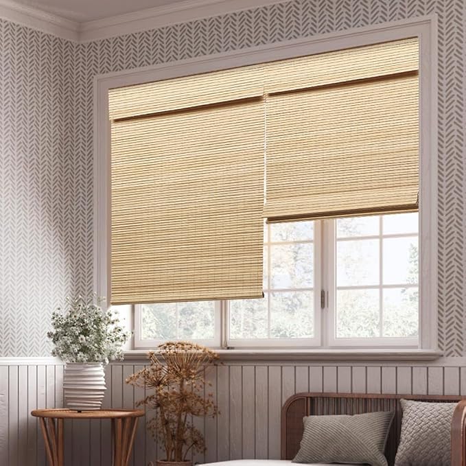 LUCKUP Cordless Bamboo Roman Blinds Shades - Image 6