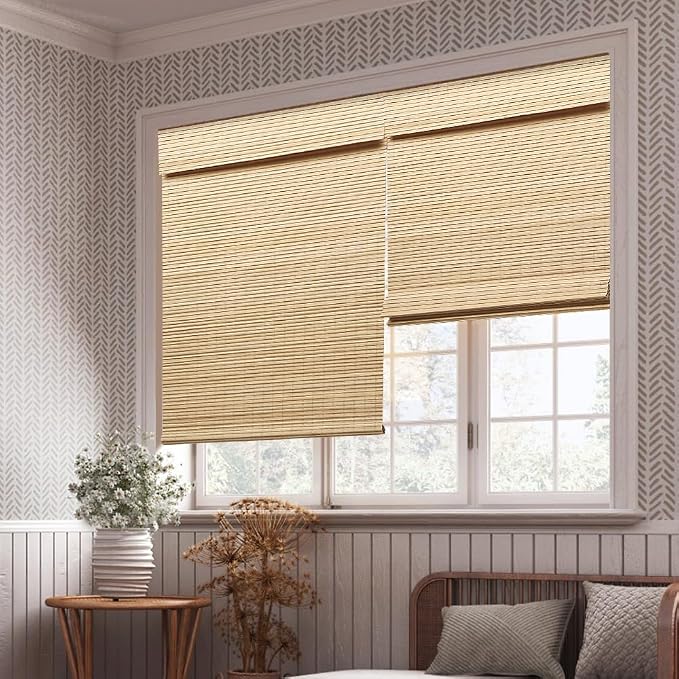 LUCKUP Cordless Bamboo Roman Blinds Shades - Image 6