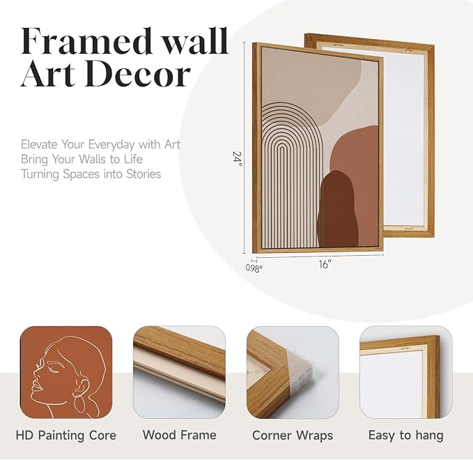 Framed Mid Century Modern Boho Wall Art - Image 4