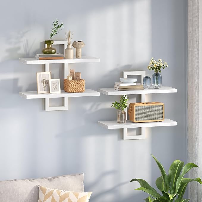 HOOBRO Floating Shelves, 15 Inch Wall Shelf Set of 2, Wall Mounted Storage by HOOBRO