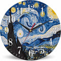 Mxocom The Starry Night Wall Clock Art Oil Painting Moon Mountain Village Van by Mxocom