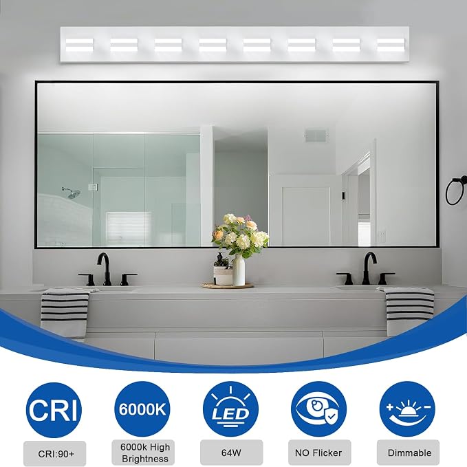 IZORRO LED Modern Bathroom Lights Fixtures, Matte White Acrylic Wall Lighting - Image 4